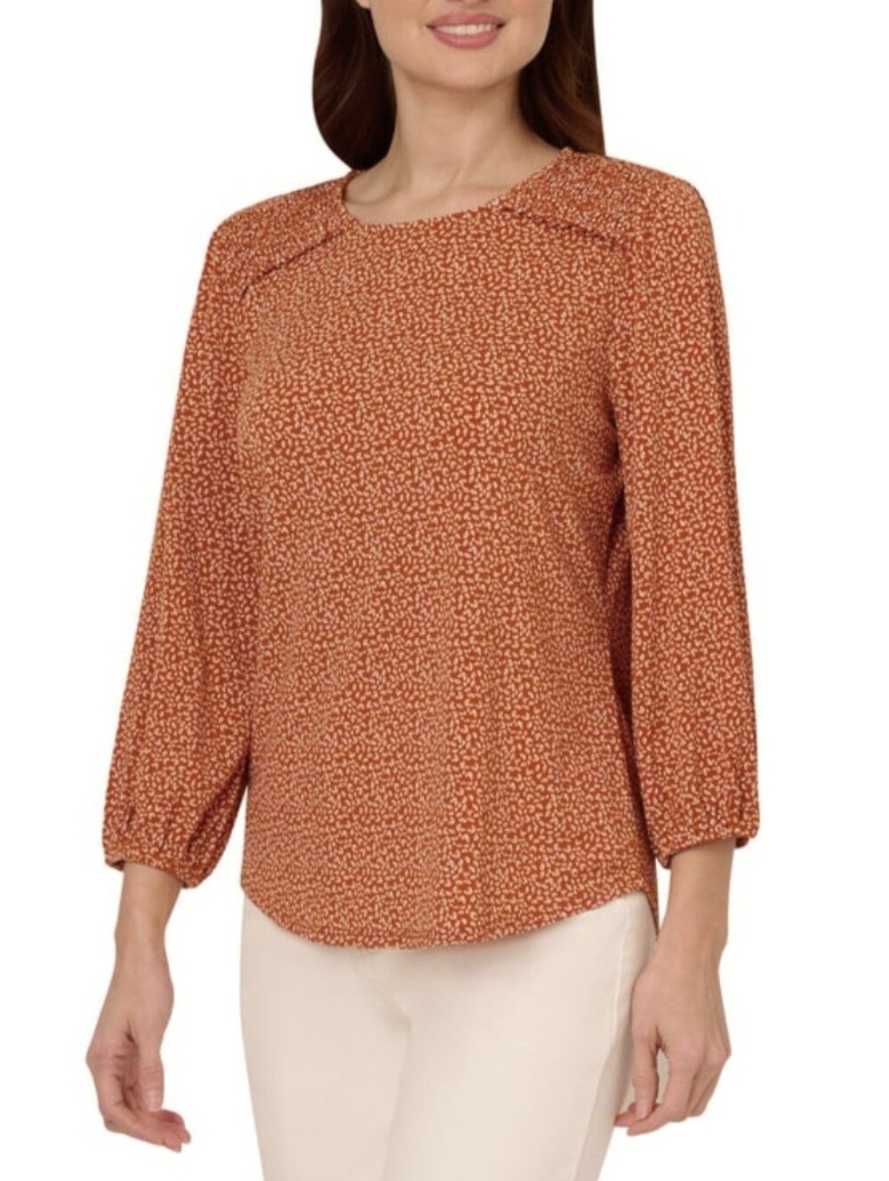 🆕️ Adrianna Papell Orange 3/4 Sleeve Soft Knit Blouse